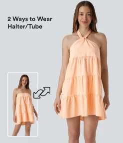 Dresses|Flowy Dresses<HALARA Breezeful™ Halter 2 Piece Tiered Mini Quick Dry Dress