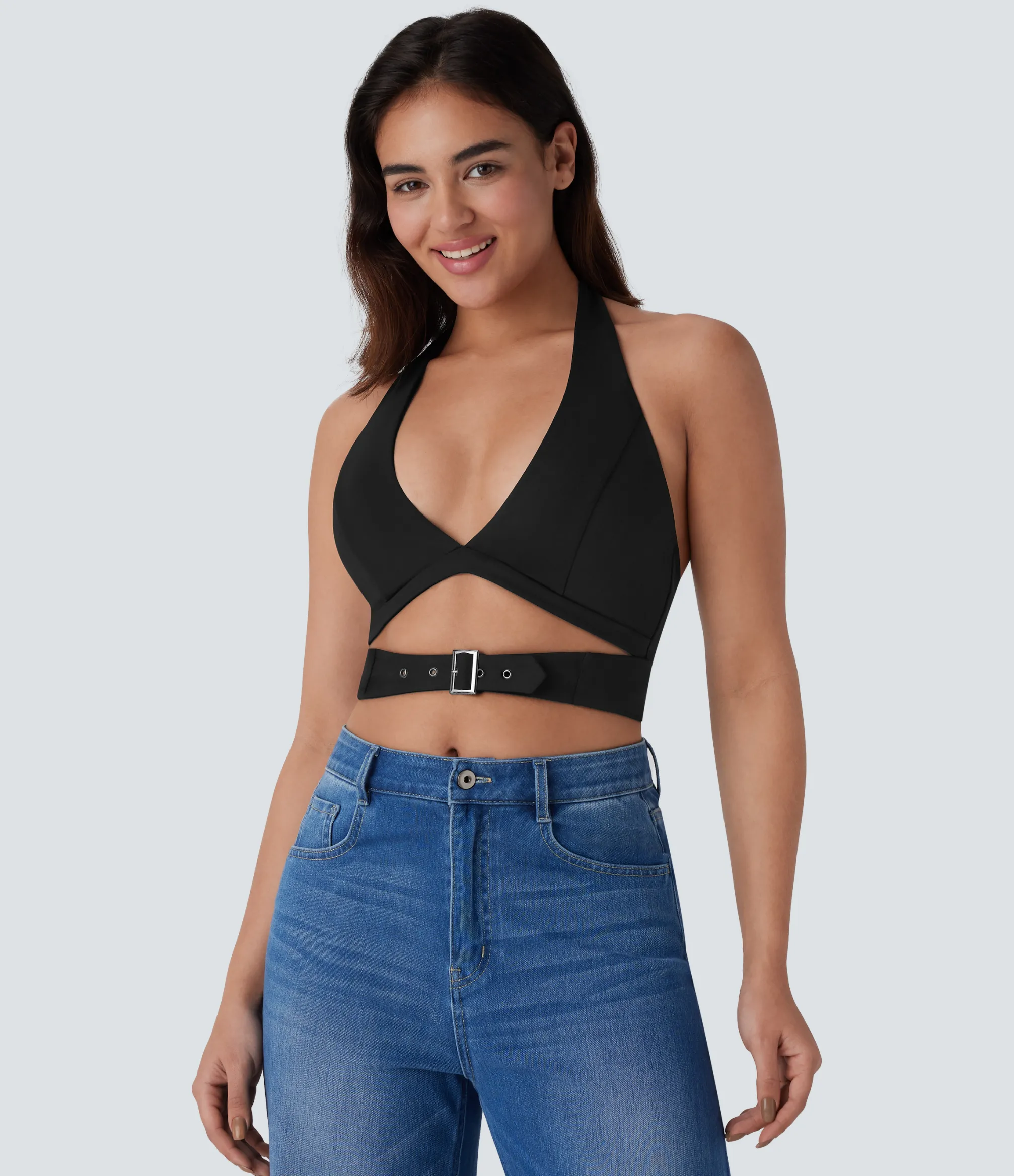 Casual Tops|Tank Tops & Camis<HALARA Breezeful™ Halter Adjustable Buckle Quick Dry Cropped Casual Tank Top