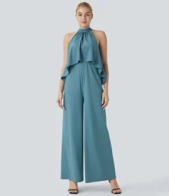 Jumpsuits<HALARA Breezeful™ Halter Flowy Hem Pocket Wide Leg Quick Dry Work Jumpsuit