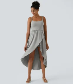Flowy Dresses|Maxi & Midi Dresses<HALARA Breezeful™ High Low 2-Piece Pocket Flowy Midi Quick Dry Casual Dress