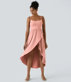 Flowy Dresses|Maxi & Midi Dresses<HALARA Breezeful™ High Low 2-Piece Pocket Flowy Midi Quick Dry Casual Dress