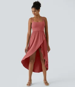 Flowy Dresses|Maxi & Midi Dresses<HALARA Breezeful™ High Low 2-Piece Pocket Flowy Midi Quick Dry Casual Dress