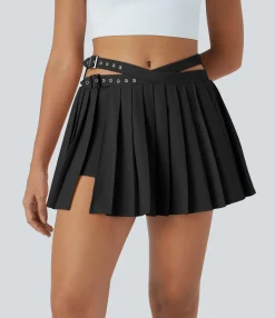 Mini Skirts|Pleated Skirts<HALARA Breezeful™ High Waisted Adjustable Buckle 2-in-1 Pocket Pleated Mini Quick Dry Dance Skirt