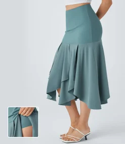 Maxi & Midi Skirts|Flowy Skirts<HALARA Breezeful™ High Waisted Asymmetric Hem 2-in-1 Flowy Quick Dry Casual Skirt