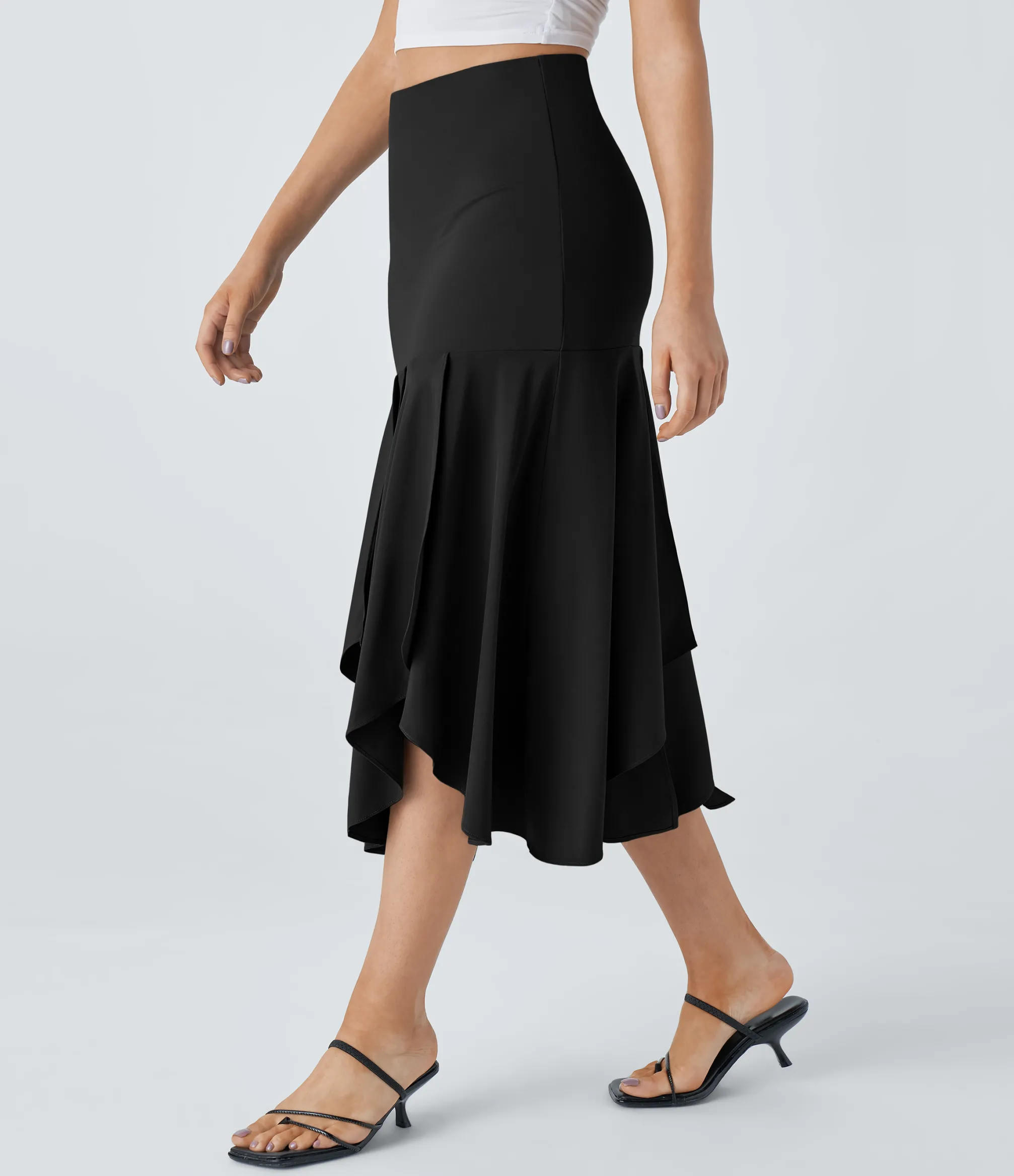 Maxi & Midi Skirts|Flowy Skirts<HALARA Breezeful™ High Waisted Asymmetric Hem 2-in-1 Flowy Quick Dry Casual Skirt