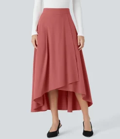 Maxi & Midi Skirts|Flowy Skirts<HALARA Breezeful™ High Waisted Asymmetric Flare Hem Midi Quick Dry Work Skirt