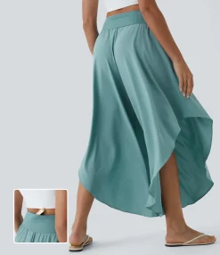 Flowy Pants|High-Waisted Pants<HALARA Breezeful™ High Waisted Back Waistband Pocket Palazzo Flowy Ruffle Wide Leg Quick Dry Dance Pants