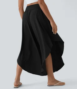 Flowy Pants|High-Waisted Pants<HALARA Breezeful™ High Waisted Back Waistband Pocket Palazzo Flowy Ruffle Wide Leg Quick Dry Dance Pants