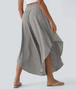 Flowy Pants|High-Waisted Pants<HALARA Breezeful™ High Waisted Back Waistband Pocket Palazzo Flowy Ruffle Wide Leg Quick Dry Dance Pants