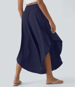 Flowy Pants|High-Waisted Pants<HALARA Breezeful™ High Waisted Back Waistband Pocket Palazzo Flowy Ruffle Wide Leg Quick Dry Dance Pants