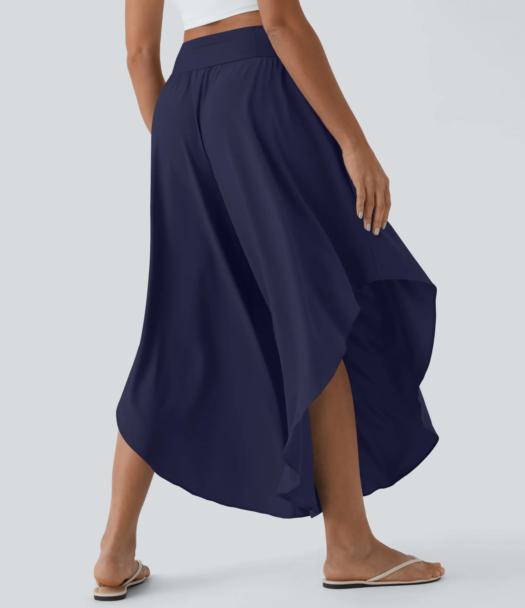 Flowy Pants|High-Waisted Pants<HALARA Breezeful™ High Waisted Back Waistband Pocket Palazzo Flowy Ruffle Wide Leg Quick Dry Dance Pants