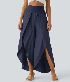 Flowy Pants|High-Waisted Pants<HALARA Breezeful™ High Waisted Back Waistband Pocket Palazzo Flowy Wide Leg Quick Dry Casual Pants
