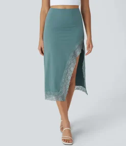 Maxi & Midi Skirts|Flowy Skirts<HALARA Breezeful™ High Waisted Contrast Lace Quick Dry Skirt