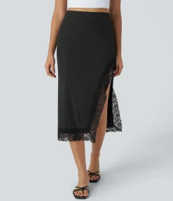 Maxi & Midi Skirts|Flowy Skirts<HALARA Breezeful™ High Waisted Contrast Lace Quick Dry Skirt