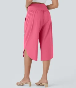 Flowy Pants|High-Waisted Pants<HALARA Breezeful™ High Waisted Crossover Pocket Quick Dry Capri Pants