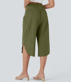 Flowy Pants|High-Waisted Pants<HALARA Breezeful™ High Waisted Crossover Pocket Quick Dry Capri Pants