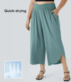 Flowy Pants|Plus Size<HALARA Breezeful™ High Waisted Crossover Pocket Quick Dry Plus Size Pants