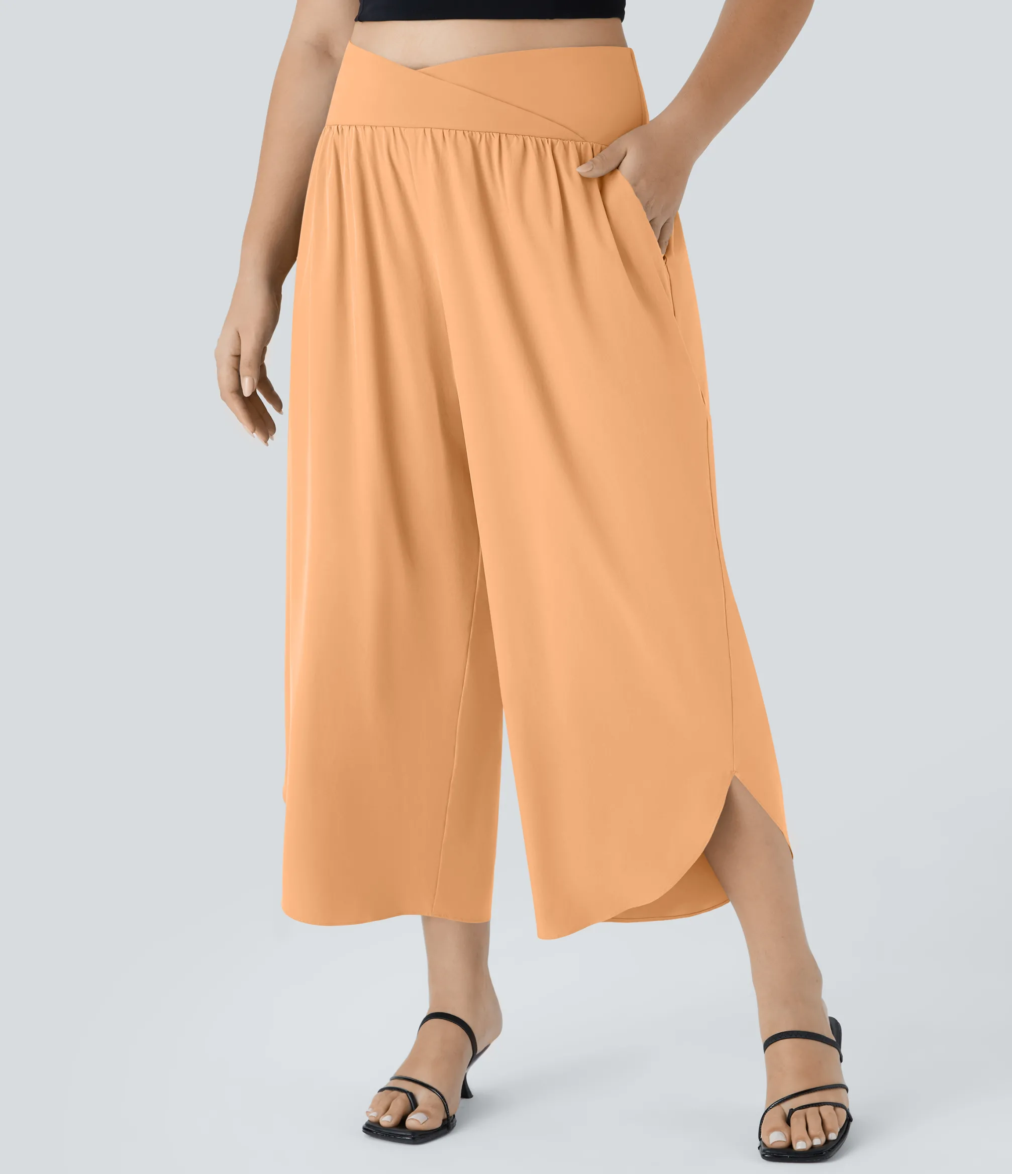 Flowy Pants|Plus Size<HALARA Breezeful™ High Waisted Crossover Pocket Quick Dry Plus Size Pants