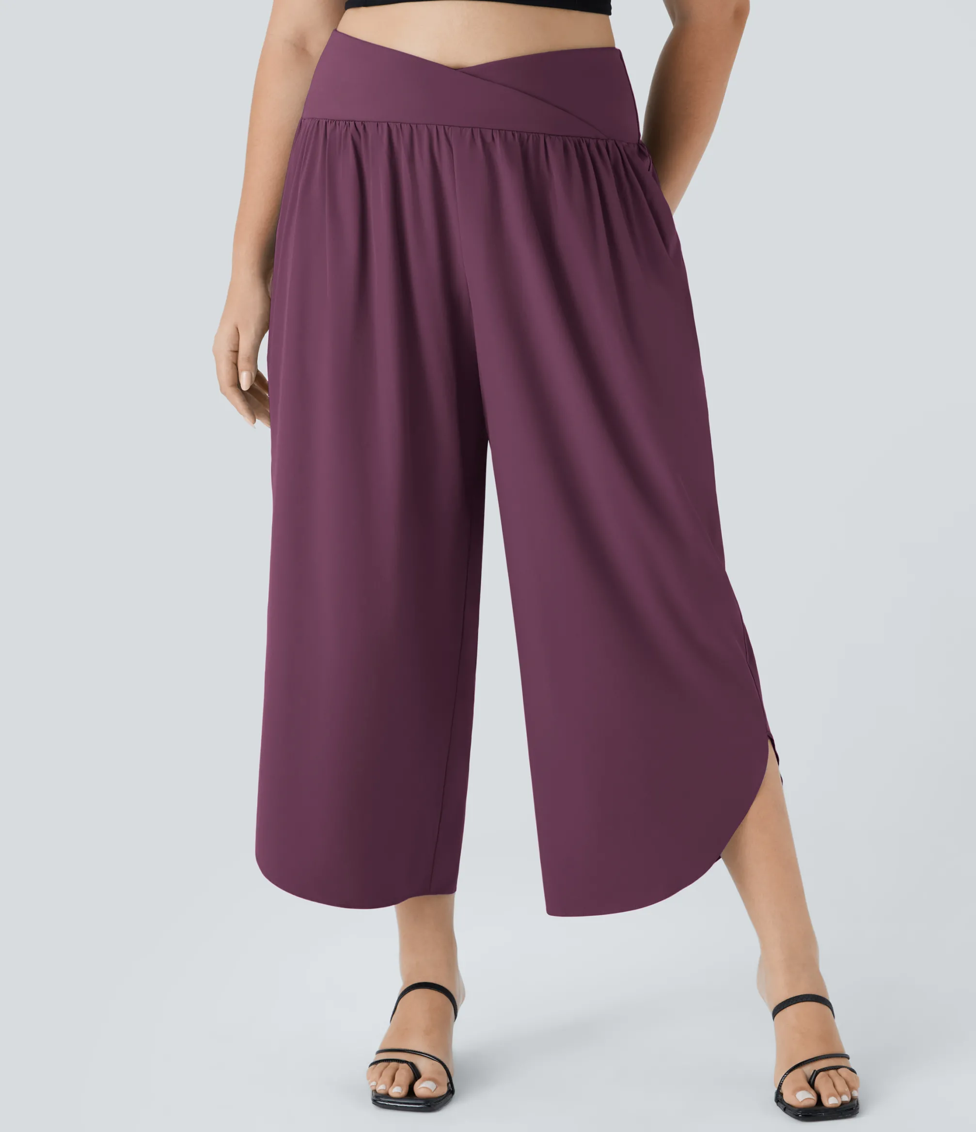 Flowy Pants|Plus Size<HALARA Breezeful™ High Waisted Crossover Pocket Quick Dry Plus Size Pants