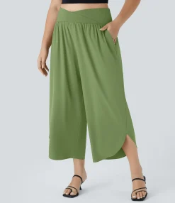Flowy Pants|Plus Size<HALARA Breezeful™ High Waisted Crossover Pocket Quick Dry Plus Size Pants