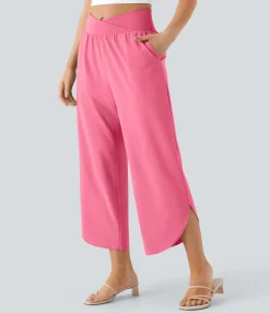 Flowy Pants|High-Waisted Pants<HALARA Breezeful™ High Waisted Crossover Pocket Quick Dry Pants
