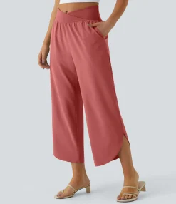 Flowy Pants|High-Waisted Pants<HALARA Breezeful™ High Waisted Crossover Pocket Quick Dry Pants