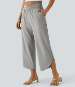 Flowy Pants|High-Waisted Pants<HALARA Breezeful™ High Waisted Crossover Pocket Quick Dry Pants
