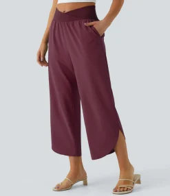 Flowy Pants|High-Waisted Pants<HALARA Breezeful™ High Waisted Crossover Pocket Quick Dry Pants
