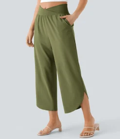 Flowy Pants|High-Waisted Pants<HALARA Breezeful™ High Waisted Crossover Pocket Quick Dry Pants