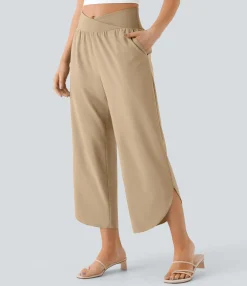 Flowy Pants|High-Waisted Pants<HALARA Breezeful™ High Waisted Crossover Pocket Quick Dry Pants