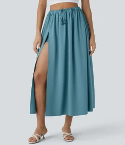 Flowy Skirts|Maxi & Midi Skirts<HALARA Breezeful™ High Waisted Drawstring Flowy Quick Dry 2-Piece Midi Skirt