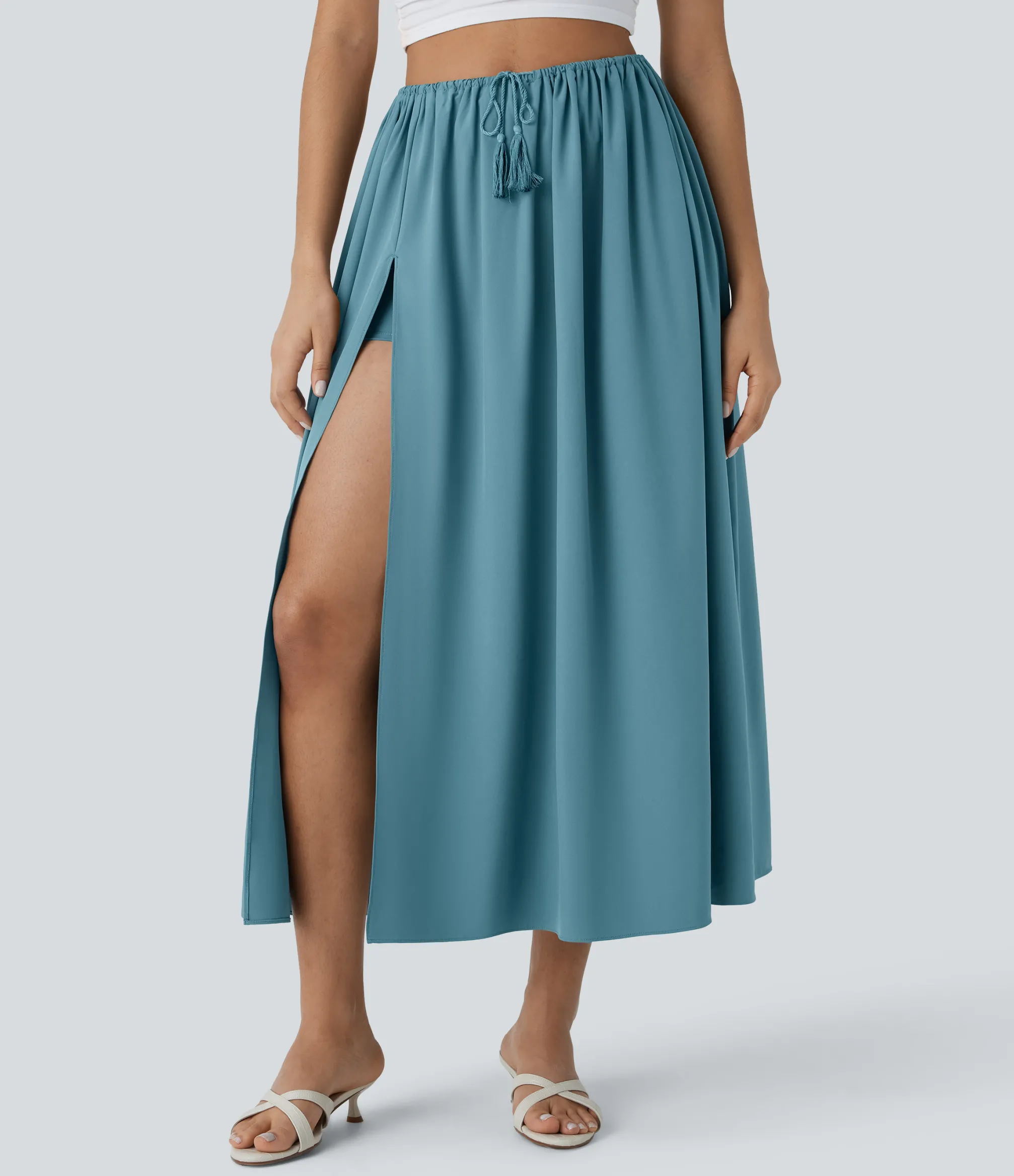 Flowy Skirts|Maxi & Midi Skirts<HALARA Breezeful™ High Waisted Drawstring Flowy Quick Dry 2-Piece Midi Skirt