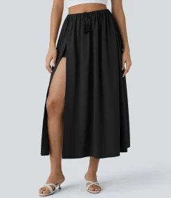 Flowy Skirts|Maxi & Midi Skirts<HALARA Breezeful™ High Waisted Drawstring Flowy Quick Dry 2-Piece Midi Skirt