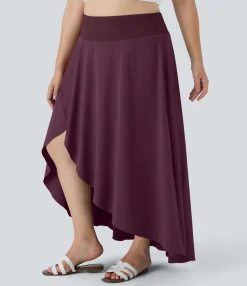 Maxi & Midi Skirts|Flowy Skirts<HALARA Breezeful™ High Waisted High Low Ruffle 2-in-1 Flowy Midi Quick Dry Casual Plus Size Skirt