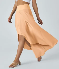 Maxi & Midi Skirts|Flowy Skirts<HALARA Breezeful™ High Waisted High Low Ruffle 2-in-1 Flowy Quick Dry Casual Regular Maxi Skirt