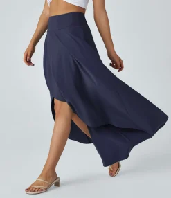 Maxi & Midi Skirts|Flowy Skirts<HALARA Breezeful™ High Waisted High Low Ruffle 2-in-1 Flowy Quick Dry Casual Regular Maxi Skirt