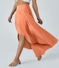 Maxi & Midi Skirts|Flowy Skirts<HALARA Breezeful™ High Waisted High Low Ruffle 2-in-1 Flowy Quick Dry Casual Regular Maxi Skirt
