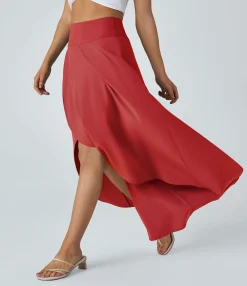 Maxi & Midi Skirts|Flowy Skirts<HALARA Breezeful™ High Waisted High Low Ruffle 2-in-1 Flowy Quick Dry Casual Regular Maxi Skirt