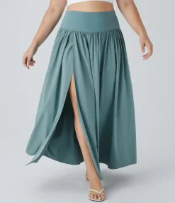 Flowy Skirts|Plus Size<HALARA Breezeful™ High Waisted 2-in-1 Flowy Quick Dry Maxi Casual Plus Size Skirt