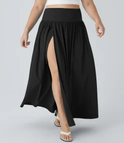 Flowy Skirts|Plus Size<HALARA Breezeful™ High Waisted 2-in-1 Flowy Quick Dry Maxi Casual Plus Size Skirt