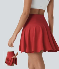 Mini Skirts|Flowy Skirts<HALARA Breezeful™ High Waisted 2-in-1 Pocket High Low Flare Mini Quick Dry Yoga Skirt
