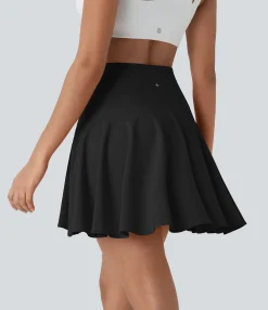 Mini Skirts|Flowy Skirts<HALARA Breezeful™ High Waisted 2-in-1 Pocket High Low Flare Mini Quick Dry Yoga Skirt