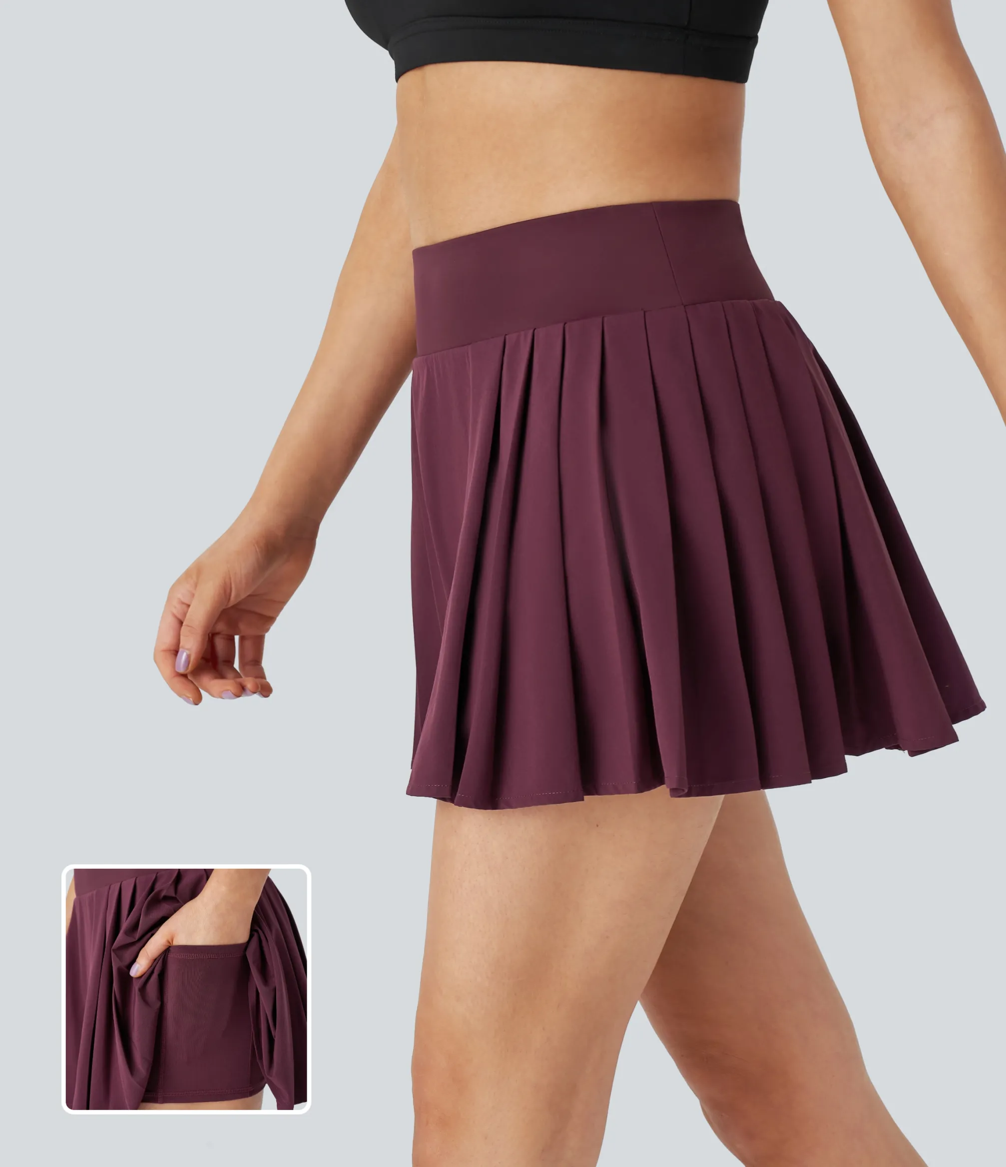Mini Skirts|Pleated Skirts<HALARA Breezeful™ High Waisted 2-in-1 Pocket Pleated Mini Quick Dry Tennis Skirt