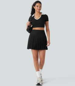 Mini Skirts|Pleated Skirts<HALARA Breezeful™ High Waisted 2-in-1 Pleated Quick Dry Mini Tennis Skirt with Pockets