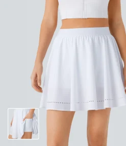 Mini Skirts|Flowy Skirts<HALARA Breezeful™ High Waisted Perforated 2-in-1 Pocket Flare Mini Quick Dry Yoga Skirt