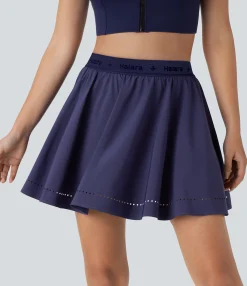 Mini Skirts|Flowy Skirts<HALARA Breezeful™ High Waisted Perforated 2-in-1 Pocket Flare Mini Quick Dry Yoga Skirt