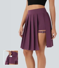 Pleated Skirts|Flowy Skirts<HALARA Breezeful™ High Waisted Pleated 2-in-1 Adjustable Buckle Quick Dry Casual Skirt with Pocket-Longer Length