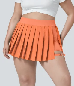 Flowy Skirts|Plus Size<HALARA Breezeful™ High Waisted Pleated 2-in-1 Pocket Adjustable Buckle Quick Dry Micro Mini Casual Plus Size Skirt