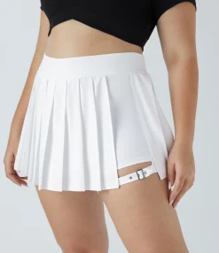 Flowy Skirts|Plus Size<HALARA Breezeful™ High Waisted Pleated 2-in-1 Pocket Adjustable Buckle Quick Dry Micro Mini Casual Plus Size Skirt