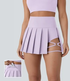 Mini Skirts|Flowy Skirts<HALARA Breezeful™ High Waisted Pleated 2-in-1 Side & Pocket Asymmetric Hem Quick Dry Mini Dance Skirt
